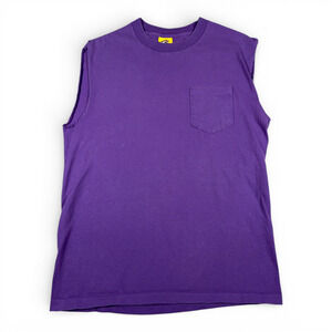 Vintage Duck Head Shirt Adult MEDIUM Purple Pocket Sleeveless Muscle 90s
